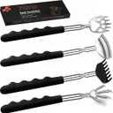 Yeipis 4Pcs Different Back Scratcher Extendable Back Massager Tool with Rubber Handles, Metal Portable Telescoping Back Scratcher, Stocking Stuffers for Men Women Christmas Gift (Black)