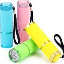 DAFURIET 4 Pack Mini Flashlights, 9 LED Glow-in-the-Dark Aluminum Lights with Straps Perfect for Camping, Hiking, and Emergency