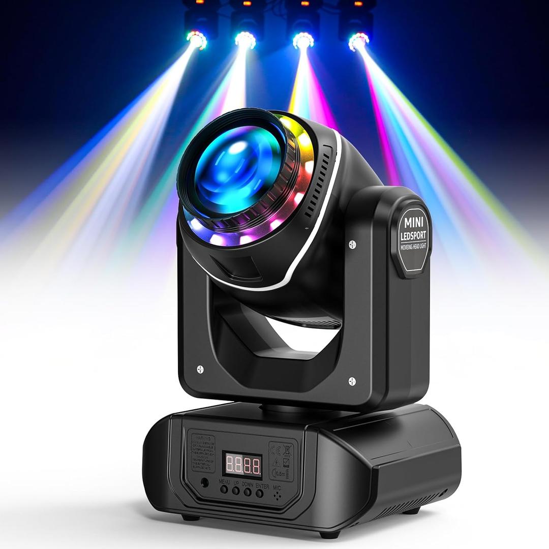 108W Moving Head Beam Light with Remote Control,18-Facet Prism DJ Lighting 10 Gobos 8 Colors DJ Lighting Spotlight by DMX and Sound Activated for Wedding, Parties, Bar, Live Show