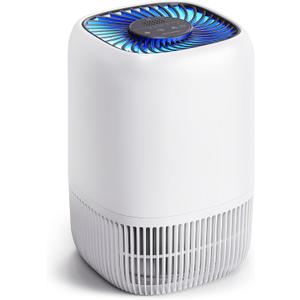 Air Purifiers for Home with High Efficiency Filter Up to 1076 Ft for Pet Hair, Odors, Pollen, Smoke, Compact Air Cleaner with 3 Speeds, Timer, Aroma Quiet 360Intake Filter, White