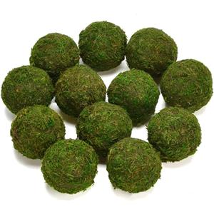 BYHER Natural Green Moss Decorative Ball,Handmade (3.5"-Set of 6)