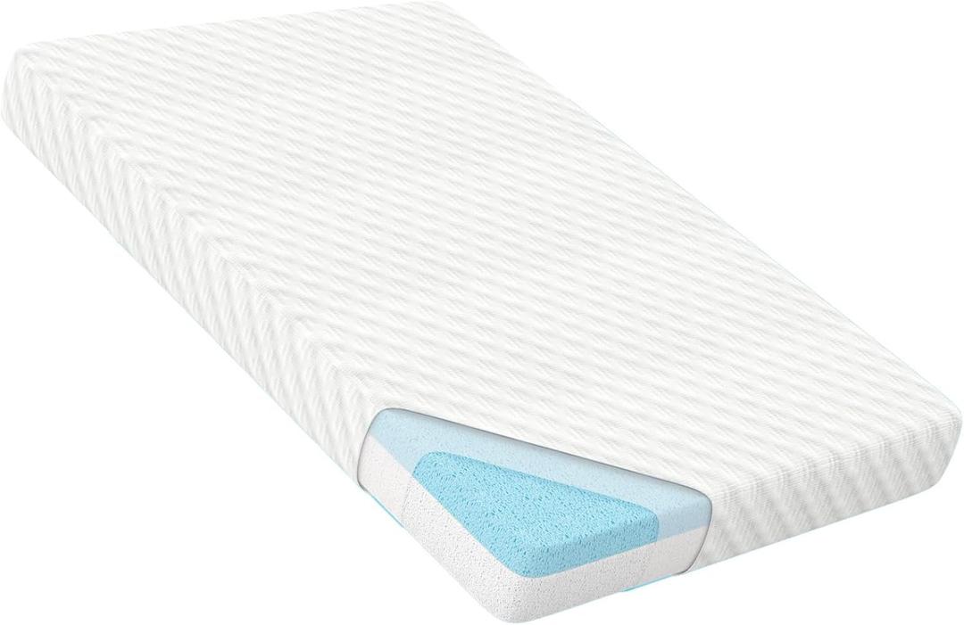 Mecc ecoh Pack and Play Mattresses, Cozy Breathable Cover Pack N Play Mattress, Reversible Cool Gel Memory Foam, Water Resistant Lining, Fit for Graco, Baby Trend, Pamo, Dream On Me Etc. 38"x26" (White)