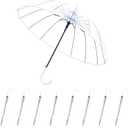 Umbrella Wedding Style Stick Umbrellas Large Windproof Bubble Umbrellas Rain Umbrellas with J Hook Handle for Bride Groom Gift (8PCS)