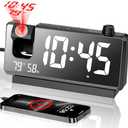 Projection Alarm Clocks for Bedrooms - 2025 New Alarm Clock with 180° Rotatable - Digital Clock with Clear LED Display, Loud Dual Alarm Clock for Heavy Sleepers, Kids Elderly, Snooze, USB Charger