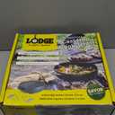 Lodge Cast Iron Cook-It-All Kit. Five-Piece Cast Iron Set includes a Reversible Grill/Griddle 14 Inch, 6.8 Quart Bottom/Wok, Two Heavy Duty Handles, and a Tips & Tricks Booklet.