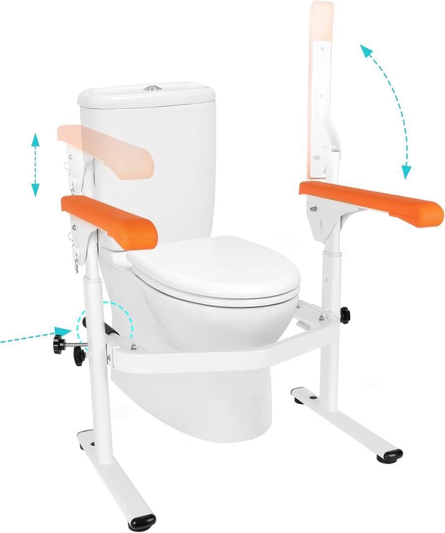 Toilet Safety Rails for Elderly (520 lbs), Toilet Rails for Elderly Free Standing Adjustable Height Width, Heavy Duty Toilet Safety Frame with Arms, Handicap Toilet Seat for Halloween