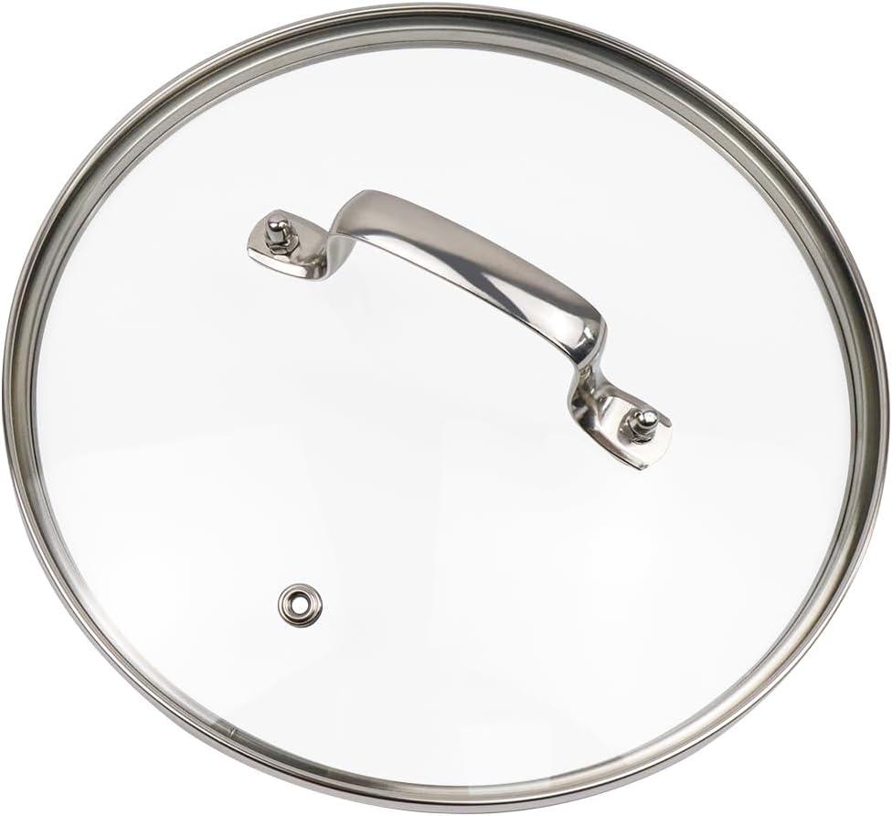 9" Tempered Glass Lid with Steam Vent Hole Universal Pan Pot Clear Cookware Lid Replacement with Holder Handle, Stainless Steel Rim, Fits for Pots/Pan/Electric Pressure Cooker (Bar)