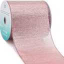 CT CRAFT LLC Metallic Diamond Wired Ribbon 4" x 10 Yards Rose Gold for Christmas Home Decor Bow Gift Wrapping DIY Crafts Wreath Garland Wedding