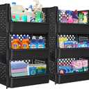 TidyFriend Plastic Stackable Bins for Pantry, 6 Pack Large Stacking Bins Open Front Kitchen, and Bathroom Organization, Open Front Design (Black)