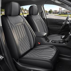 Seat Covers for Chevrolet Chevy Equinox Premier/LT/LS/RS/LTZ/LT Fleet 2018 2019 2020 2021 2022 2023 2024 (Not for EV) Leather Protector Anti-Slip 15 Mins Fast Install (Black & Gray 5 Seats)