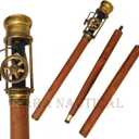 Vintage Retro Styl live Steam Engine Model Wooden Walking Cane Stick Brass Stave