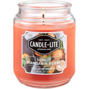 Candle-Lite Scented Sunlit Mandarin Berry Fragrance, One 18 oz. Single-Wick Aromatherapy Candle with 110 Hours of Burn Time, Orange Color, Jar