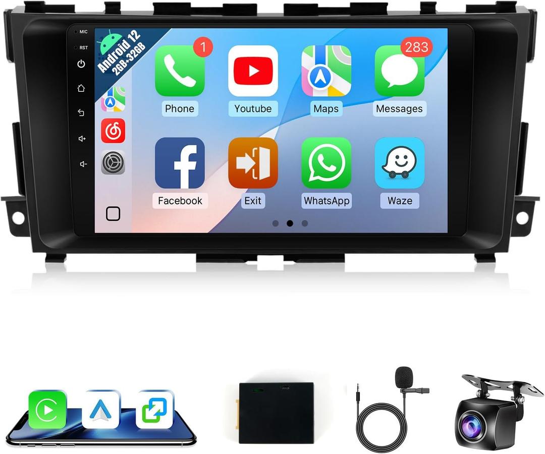 Naifay Car Radio for Nissan Altima 2013-2018 with Wireless Carpaly & Android Auto, 9 Inch Touch Screen for Altima Car Stereo with GPS/Bluetooth/FM/WiFi/SWC(Not Fit Big Screen&B.O.S.E Audio System)