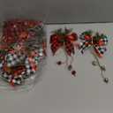 6 PCS Christmas Burlap Plaid Bow with Pine Cones Pine Needles with Bells 11.8 x 5.5 inches Velvet Pine Cone Bow Christmas Wreath Bow Buffalo Check Bow Christmas Tree Hanging Ornaments Decor