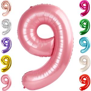 40 Inch Pearl Pink Numbers 9 Balloon, Balloons Decorations for 9 19 90 Birthday Party, Engagement, Wedding, Graduations, Photo Shoot Supplies