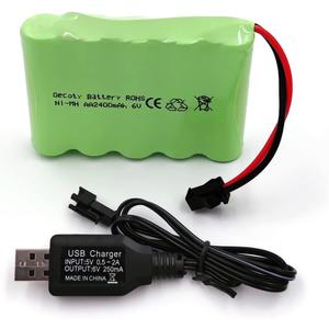 6V Battery Pack, 2400mAh Ninh Rechargeable AA Battery Pack, Come with Charge Cable, for RC Truck Cars Power Tools (SM Plug)