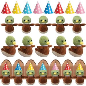 30 Pcs Adopt a Mallard Duck Party Favor Plush Toys Stuffed Animals 10 Mallard Duck Adopt Party Birthday Favor with10 Birthday Hats 10 Kraft Paper Boxes Stuffed Pet for Kids