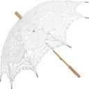 Lace Parasol Umbrella Vintage Wedding Bridal Lace Umbrella for Decoration Photo Tea Party 32 Inch Adult Size (02 White)