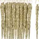 Aoriher 40 Pieces Glitter Icicle Ornaments Twisted Hanging Winter Tree Ornaments Shiny Large Plastic Dropping Crystal Icicles for Christmas Tree Home Door Decors(Gold)