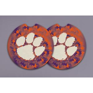 Clemson University Set of 2 Car Coasters by Magnolia Lane- Removable Absorbent Ceramic Stone Coasters - Ideal Gift for Students, Alumni and Everyday Fan, Clemson Tigers