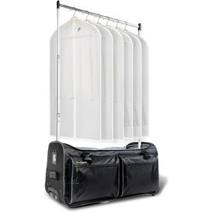 28 Inch Wheeled Duffel with Garment Rack, Black, One Size