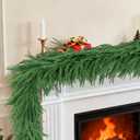 12 FT (2 * 6FT) Norfolk Pine Garland Artificial, Realistic Christmas Greenery for Mantle Table Wall, Real Touch Winter Pine Garland for Christmas Indoor Outdoor Decor (80 Branches)