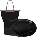 Doxo Purse Organizer Insert Compatible with Longchamp Le Pliage M Handbags,Shoulder Bag L,Custom Fit Size,with Cup Holder(Large,Black)