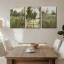 IBHJSART Framed Canvas Vintage Wall Art,Landscape Decor Prints,Set of 3 Nature Countryside Art Retro Painting Fields Tranquil Pictures Artwork Rustic for Living Room Bedroom Bathroom (12"x16")