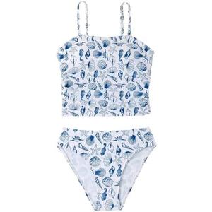 SOLY HUX Girl's Summer Swimwear Spaghetti Strap Tankini Set Cut High Waist Bathing Suits (Pink)