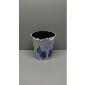 10L/2.64 Gallon PU Leather Trash Can Decorative Waterproof Wastebasket Paper Basket Garbage Bin for Home Office Bathroom (Butterfly 08)