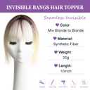Hair Toppers for Women Synthetic Hair, 360° 3D Cover Wispy Bangs Hair Pieces, Hair Toppers for Women with Thinning Hair Pieces (Ombre Mix Blonde with Dark Root to Blonde)