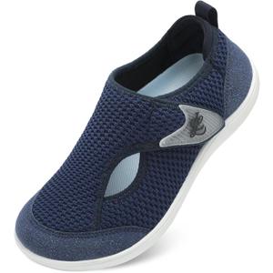 LeIsfIt Women's Wide Diabetic Shoes Adjustable Barefoot Walking Shoes Breathable Zero Drop Sneakers for Wide Width Arthritis Edema Feet Size 6-12 (Navy)