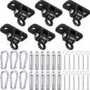 Tandefio 6 Sets of Robust Swing Hangers for Wooden Concrete Set with Swing Hooks Screws Bolts Washers Swingset Accessories for Porch Patio Yoga Indoor Outdoor, Over 1800 lb Capacity (Black)
