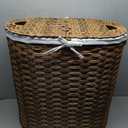 Seville Classics Premium Handwoven Portable Laundry Bin Basket with Carrying Handles, Household Storage for Clothes, Linens, Sheets, Mocha Brown, Oval Hamper