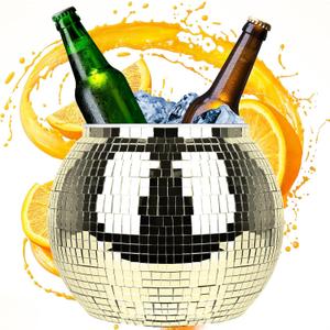 Disco Ball Ice Bucket Beverage Tubs Disco Ball Cup for Parties Large Retro Drink Bucket for Beer Cocktail Champagne Cold Drinks, Disco Party Supplies Bar Cart Decor (Gold)