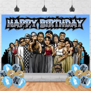 Homies Birthday Decorations,Cartoon Homies for Party Decorations Supplies,Homies Happy Birthday Banner Backdrop for Party Supplies (5x3ft)