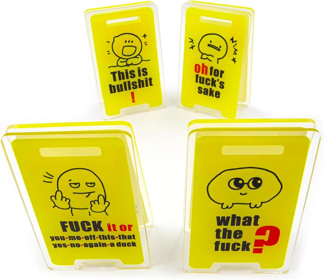 4 Pack Funny Sticky Note Holder Clips,WTF Funny Desk Sign,Fxck It desk Accessories,Acrylic Office Decor with fun messages,hilarious Gift for Coworkers, Friends