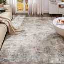 UERMEI 9x12 Area Rug Living Room Rugs - Washable Neutral Modern Abstract Soft Thin Large Rug Indoor Floor Non Slip Rug Carpet for Bedroom Under Dining Table Home Office Decor - Brown Grey