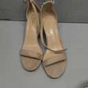 Ankis Nude Silver Black Heels Women's Open Toe Ankle Strap Block Chunky Low Heeled Sandal Comfortable Office Wedding Dress Pump Shoes Standard Size 2.25 Inches Heel Design, Nude Suede, 7.5