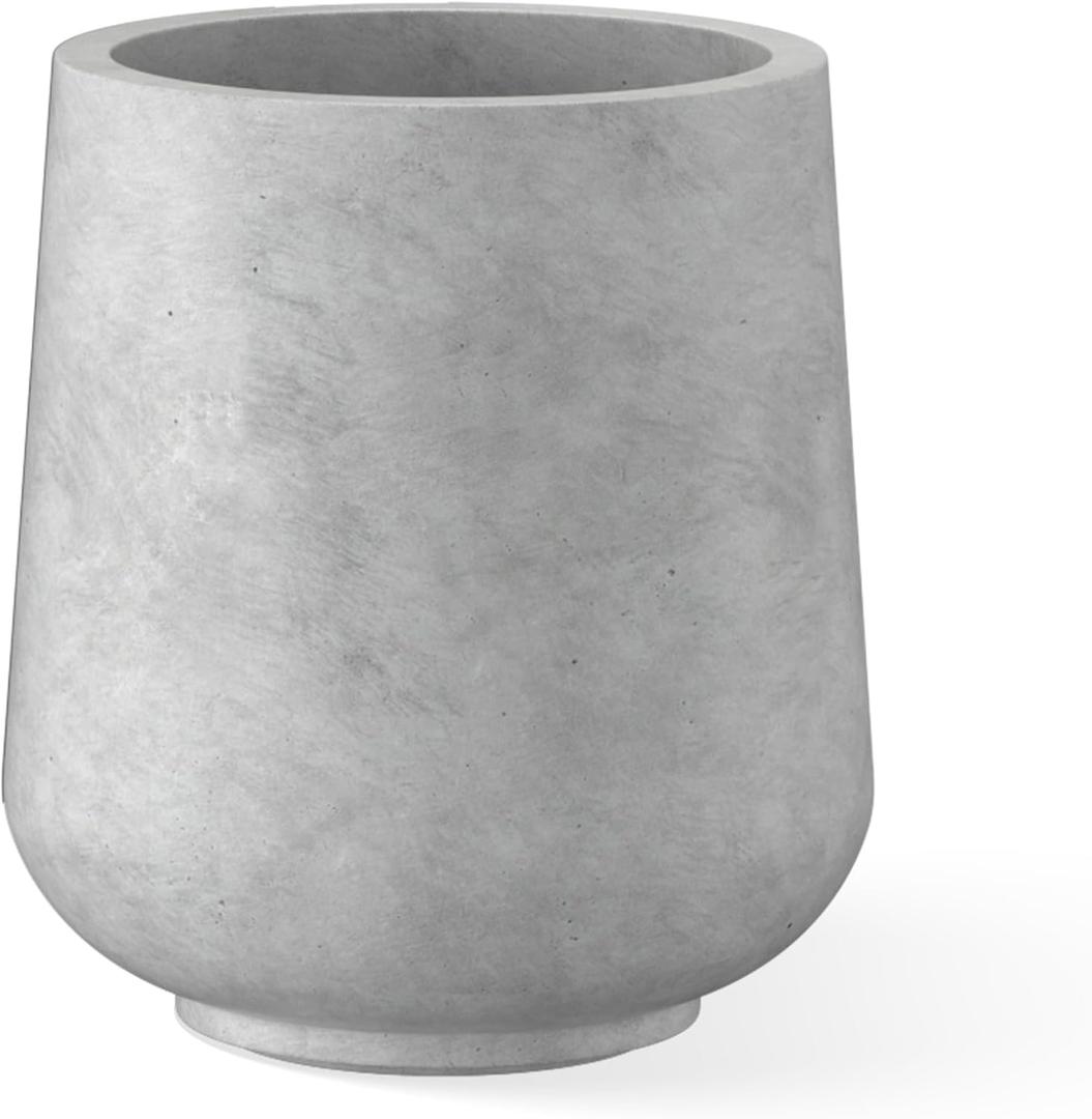 Kante 15.3" Dia Round Concrete Planter, Outdoor Indoor Large Plant Pots Containers with Drainage Hole and Rubber Plug for Home Garden Patio, Natural Concrete