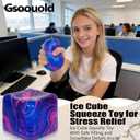 Squishy Ice Cube Fidget Toy, Sugar Ball Stress Cube for Kids Adults, Soft Squishies Stress Relief Sensory Toy for Autism, Classroom Prize Toy Party Favor