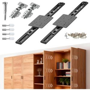 Pocket Door Slide, Pocket Cabinet Door Hardware, 12 inch 2PCS Pivot Door Slide Hardware Kit for Inset Door, Cabinet Door