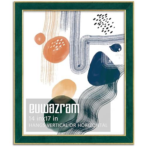 euwazram Suede 14x17 Frame - Single Frame, Christmas Elegant Green 14 x 17 Poster Frame, 14x17 Picture Frame for Artwork Puzzles Photos and Movie Posters