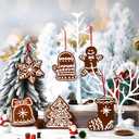 12 Pcs Christmas Gingerbread Ornaments 3.9 inch Resin Large Houses Snowflake Cookie Shaped Xmas Decor with Rope Hanging Ornaments for Christmas Tree Home Decorations(Gingerbread)