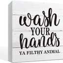 Bathroom Decor Sign - Wash Your Hands You Filthy Animal, Box Sign Tabletop Decor, Washroom Table Art, Kids Restroom Decor, White Box Sign Decor, Home Bathroom Decoration 5x5inch (Style 22)