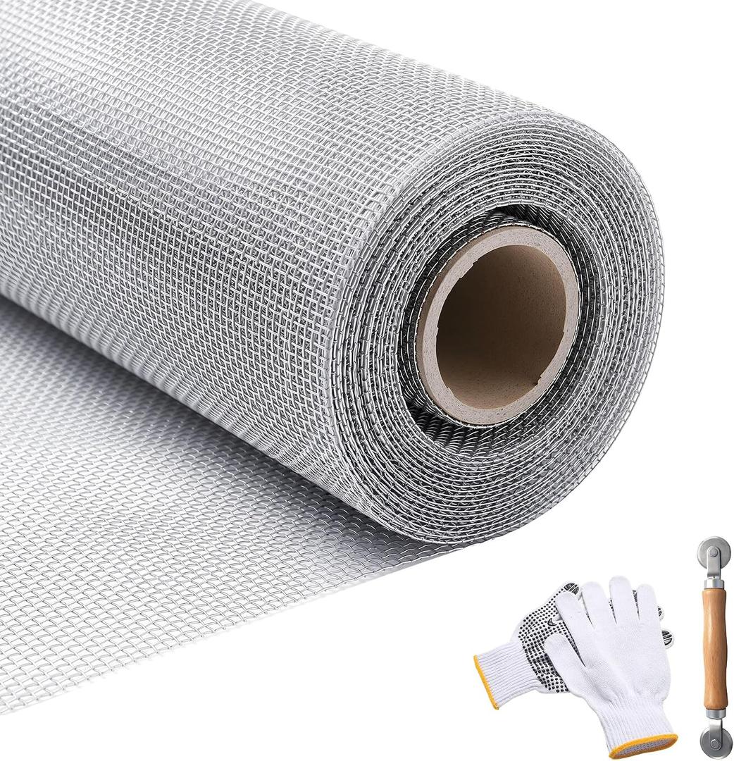 40in x 98ft Stainless Steel Window Screen Mesh Roll Rust-Resistant DIY Replacement for Windows & Doors Heavy Duty Metal Screen Silver