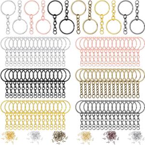 Hotop 360 Pcs Key Rings for Crafts Keychain Making Kit Including 90 Open Jump Rings Connectors,180 Small Screw Eye Pins Hooks for DIY Keychain Supplies(25 mm,Mixed Color)