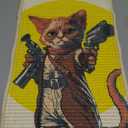 SOLDAY Sisal Cat Scratcher Mat 22x13 inch for Floor Wall Carpet Couch Furniture, Cat Scratching Posts Board with Velcro Tape, Anti Scratch Furniture Protector(Pistol Cat)