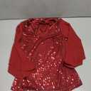 Dressystar Elegant Sequin Tops for Women, V-Neck Long Split Sleeve Blouses for Evening Party, Dressy and Sparkly Bling Shirt, Medium