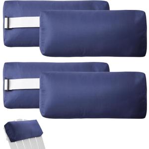 Chaise Lounge Head Pillow, 4 Pack Outdoor Lounge Chair Pillows with Adjustable Strap Water Resistant Head Pillow Headrest Pillows for Patio Backyard Beach Pool Garden Recliner(Navy Blue)